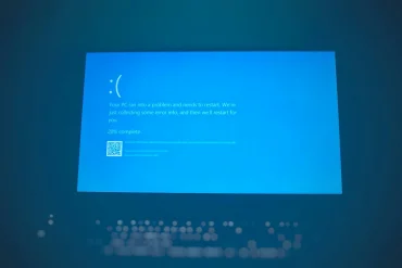 Windows computer showing a blue-screen error during troubleshooting
