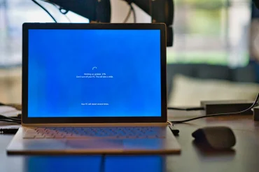 Laptop showing a Windows system update or boot troubleshooting screen