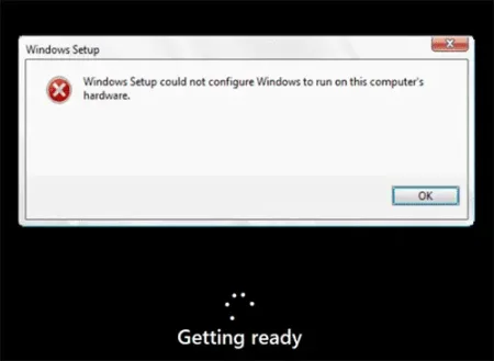 Windows Setup Could Not Configure Windows to run on this computer's hardware