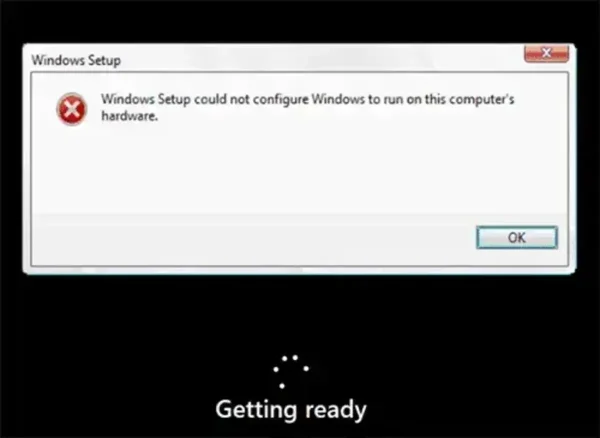 Windows Setup Could Not Configure Windows to run on this computer's hardware Windows Setup Could Not Configure Windows to run on this computer's hardware