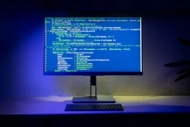 Computer screen with code during Windows installation troubleshooting