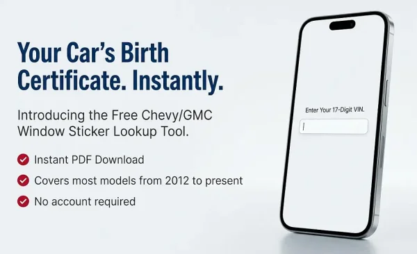 Free chevy window sticker lookup tool