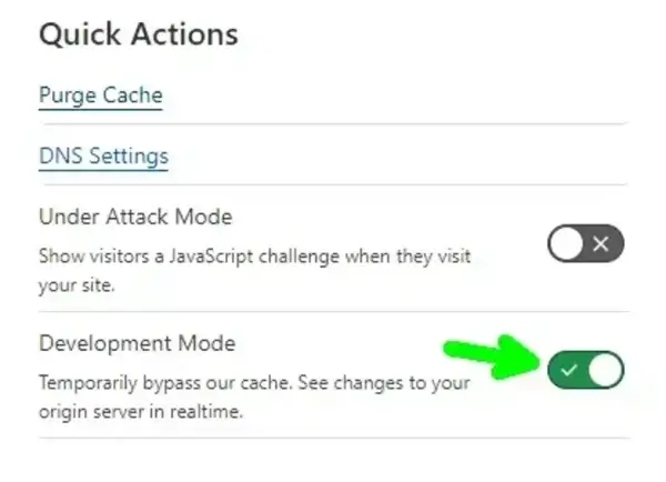 cloudflare development mode