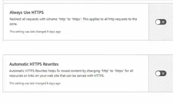 cloudflare disable https