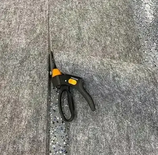 Cutting new trailer bunk carpet