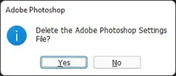 Delete Adobe Photoshop Settings file
