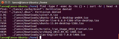 find large files linux