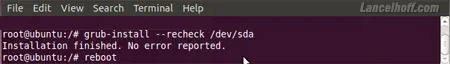 Install grub 2 and reboot