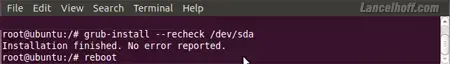 Install grub 2 and reboot