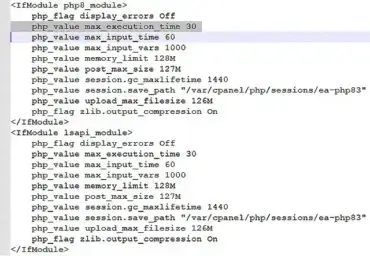 How to increase maximum execution time htaccess