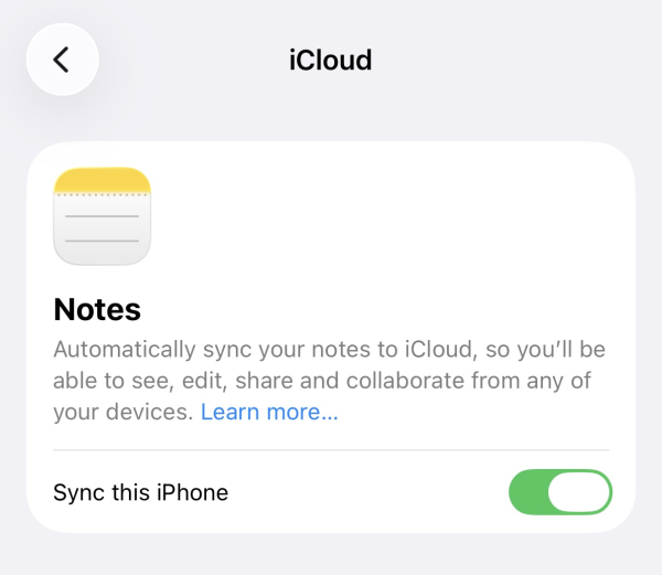notes sync this iphone