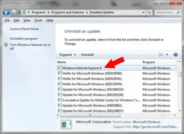 Removing Internet Explorer 9