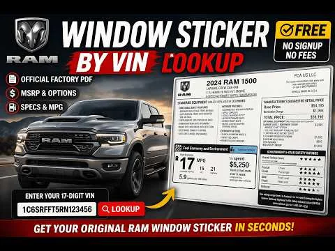 How to Get a RAM Window Sticker by VIN