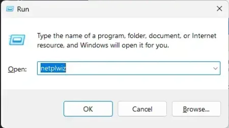 Windows user accounts shortcut